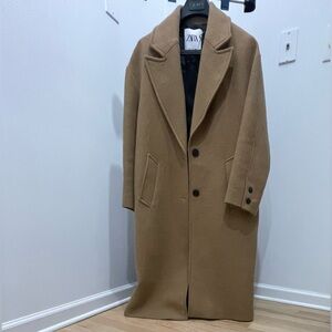 Women ZARA Tan Overcoat